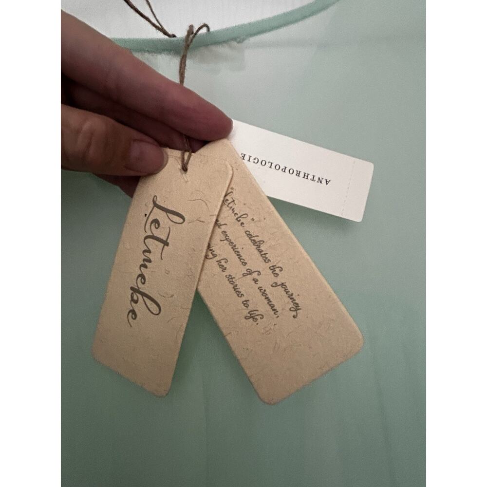 Anthropologie Mint Green Ruffle Crop Blouse - Picture 11 of 13